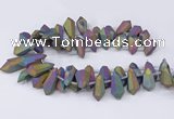 CTD2865 Top drilled 15*20mm - 22*50mm sticks plated quartz beads