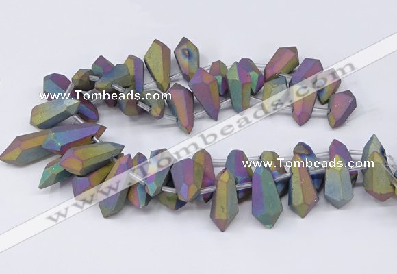 CTD2865 Top drilled 15*20mm - 22*50mm sticks plated quartz beads