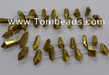 CTD2874 Top drilled 10*20mm - 15*50mm sticks plated quartz beads