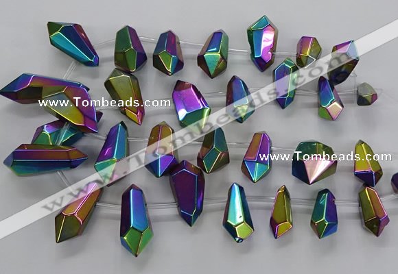 CTD2882 Top drilled 15*20mm - 22*50mm sticks plated quartz beads