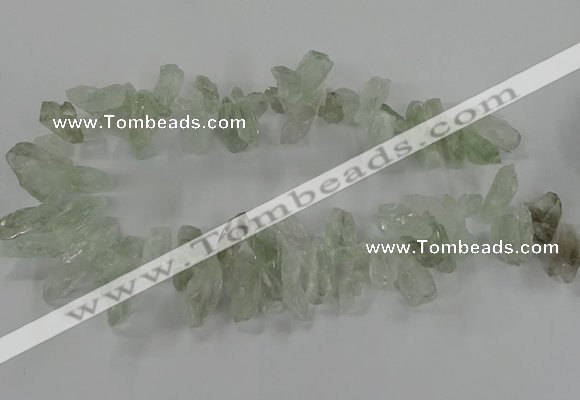 CTD2886 Top drilled 12*20mm - 15*35mm sticks green quartz beads