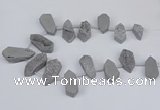 CTD2901 Top drilled 15*25mm - 25*55mm freeform plated druzy agate beads