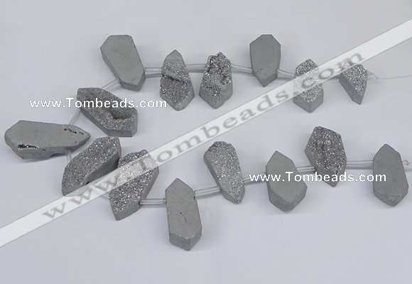 CTD2901 Top drilled 15*25mm - 25*55mm freeform plated druzy agate beads