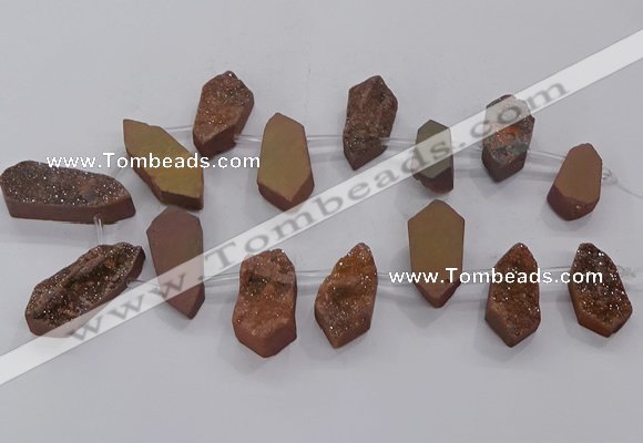 CTD2903 Top drilled 15*25mm - 25*55mm freeform plated druzy agate beads