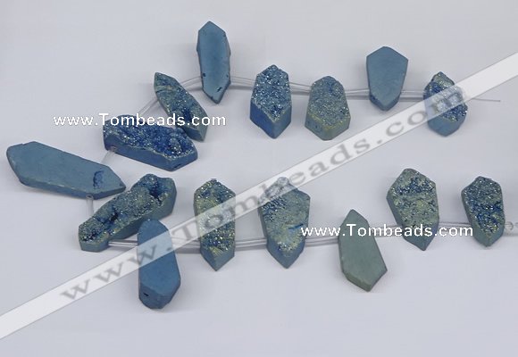 CTD2904 Top drilled 15*25mm - 25*55mm freeform plated druzy agate beads