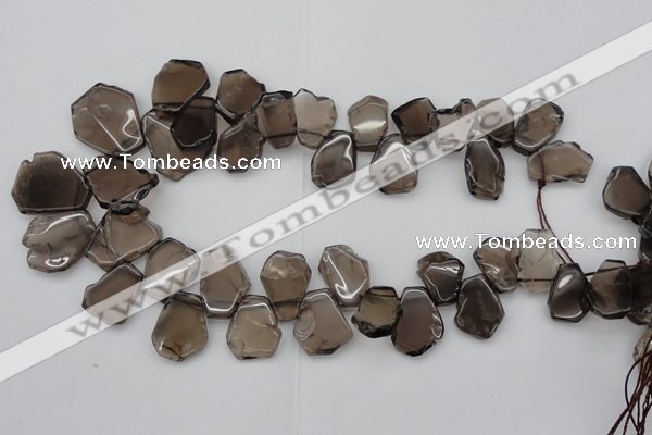 CTD301 Top drilled 15*20mm - 20*25mm freeform smoky quartz beads