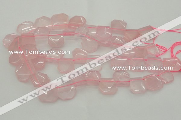 CTD314 Top drilled 15*18mm - 18*20mm faceted freeform rose quartz beads