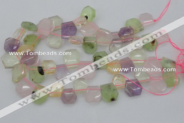 CTD317 15*18mm - 18*20mm faceted freeform multicolor quartz beads