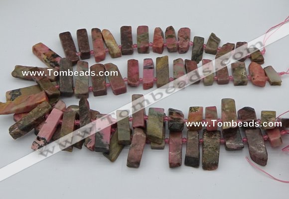 CTD3502 Top drilled 10*25mm - 10*45mm sticks rhodochrosite beads