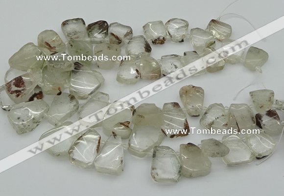 CTD3534 Top drilled 15*20mm - 25*30mm freeform green phantom quartz beads