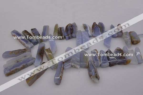 CTD354 Top drilled 10*28mm - 10*50mm wand blue lace agate beads