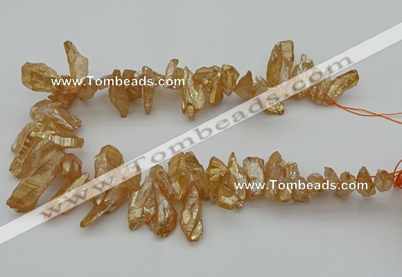 CTD3557 Top drilled 10*20mm - 12*30mm sticks plated quartz beads