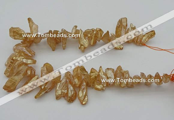 CTD3557 Top drilled 10*20mm - 12*30mm sticks plated quartz beads