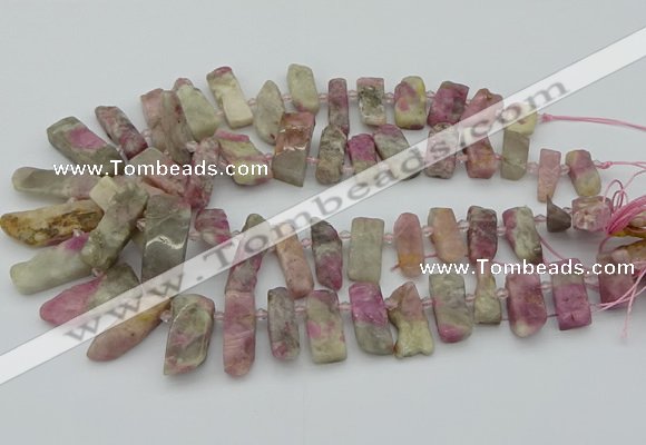 CTD3565 Top drilled 10*20mm - 12*35mm sticks pink tourmaline beads