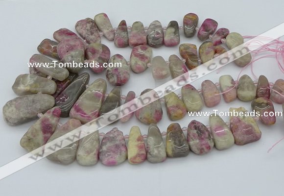 CTD3566 Top drilled 10*20mm - 20*45mm freeform pink tourmaline beads