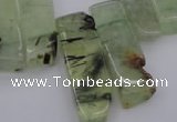 CTD357 Top drilled 10*25mm - 10*50mm wand green rutilated quartz beads