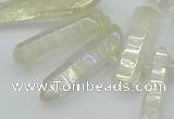 CTD3575 Top drilled 6*20mm - 8*45mm sticks plated white crystal beads