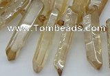 CTD3576 Top drilled 6*20mm - 8*45mm sticks plated white crystal beads