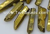 CTD3580 Top drilled 6*20mm - 8*45mm sticks plated white crystal beads