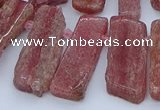 CTD3588 Top drilled 10*20mm - 12*40mm sticks strawberry quartz beads