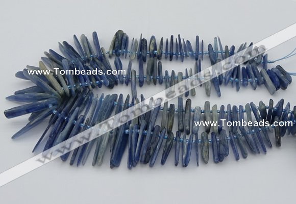 CTD3595 Top drilled 2*15mm - 5*40mm sticks blue kyanite beads