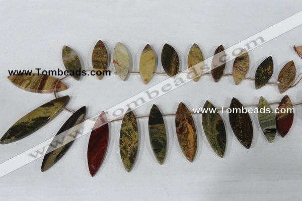 CTD36 Top drilled 10*24mm – 15*50mm marquise brecciated jasper beads