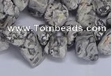 CTD3614 Top drilled 10*14mm - 13*18mm nuggets grey picture jasper beads