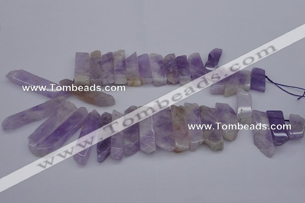 CTD362 Top drilled 10*28mm - 10*50mm wand lavender amethyst beads