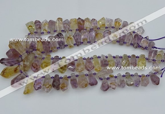 CTD3623 Top drilled 9*18mm - 16*30mm faceted nuggets ametrine beads