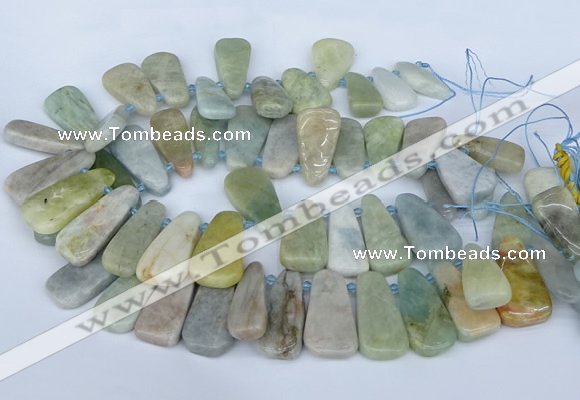 CTD3637 Top drilled 10*20mm - 15*45mm freeform aquamarine beads