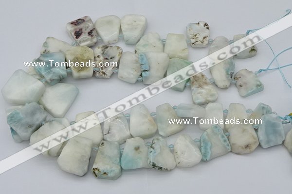 CTD3642 Top drilled 15*20mm - 25*30mm freeform larimar gemstone beads