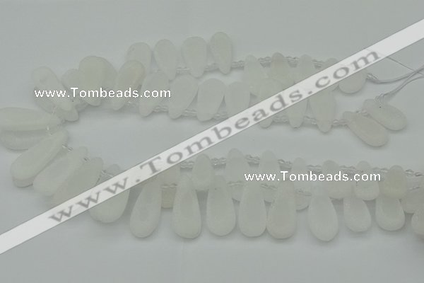 CTD3645 Top drilled 10*20mm - 15*45mm freeform matte white crystal beads