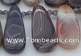 CTD3647 Top drilled 10*20mm - 15*45mm freeform matte botswana agate beads