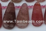 CTD3650 Top drilled 10*20mm - 15*45mm freeform strawberry quartz beads