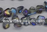 CTD3673 Top drilled 5*8mm - 10*14mm freeform plated white crystal beads