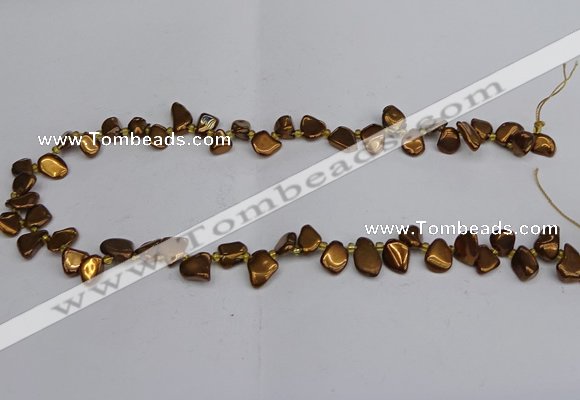 CTD3676 Top drilled 5*8mm - 10*14mm freeform plated white crystal beads