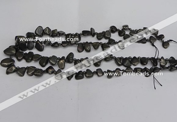 CTD3677 Top drilled 5*8mm - 10*14mm freeform plated white crystal beads