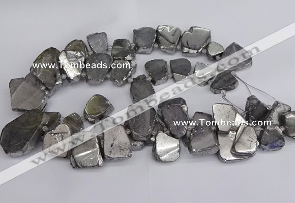 CTD3683 Top drilled 15*20mm - 25*30mm freeform plated white crystal beads