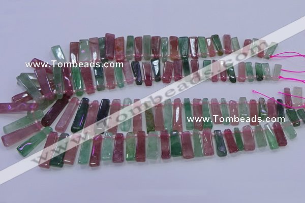 CTD3691 Top drilled 6*16mm - 8*40mm sticks mixed strawberry quartz beads