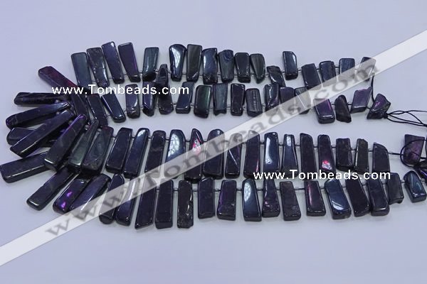 CTD3692 Top drilled 8*18mm - 10*40mm sticks black tourmaline beads