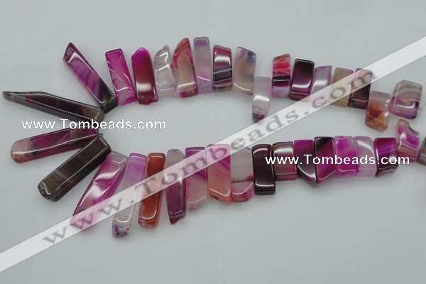 CTD371 Top drilled 10*20mm - 12*55mm wand fuchsia agate beads