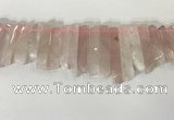 CTD3721 Top drilled 8*20mm - 10*50mm sticks rose quartz beads