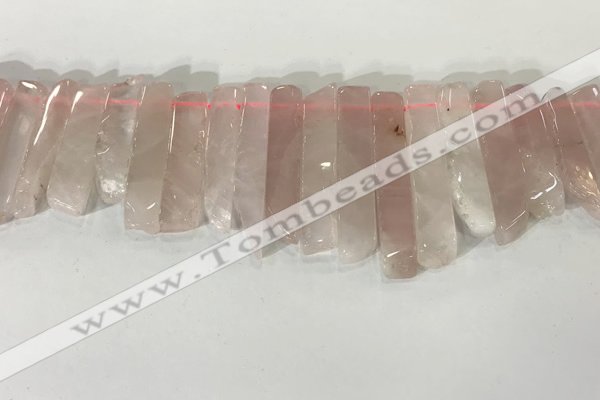 CTD3721 Top drilled 8*20mm - 10*50mm sticks rose quartz beads