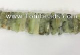 CTD3725 Top drilled 8*20mm - 10*50mm sticks green rutilated quartz  beads