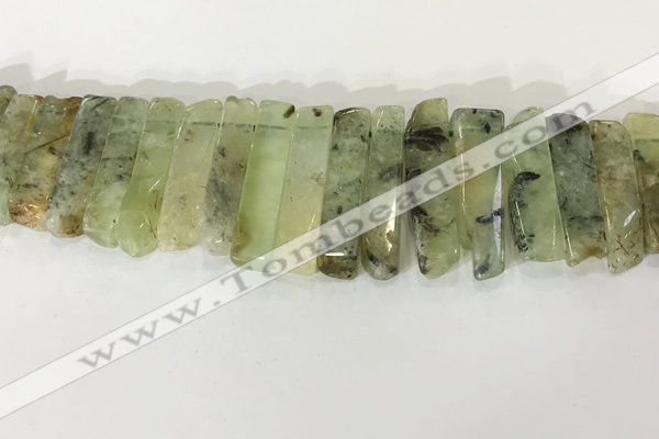 CTD3725 Top drilled 8*20mm - 10*50mm sticks green rutilated quartz  beads