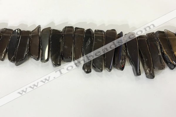 CTD3726 Top drilled 8*20mm - 10*50mm sticks smoky quartz beads