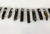 CTD3727 8*20mm - 10*50mm sticks white crystal & smoky quartz beads