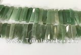 CTD3736 Top drilled 8*20mm - 10*50mm sticks green aventurine beads