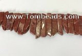 CTD3737 Top drilled 8*20mm - 10*50mm sticks red jasper beads