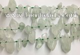 CTD3753 Top drilled 6*12mm - 13*18mm nuggets green quartz beads